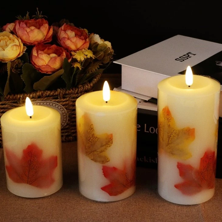 Flameless Marple Leaf Candles Battery Operated Candles Led Candles Pillar Candle Flame 3 Packs With Flickering Led Candles Flames & 10-Key Remote Flameless Marple Leaf Candles Battery Operated Candles Led Candles Pillar Candle Flame 3 Packs With Flickering Led Candles Flames & 10-Key Remote